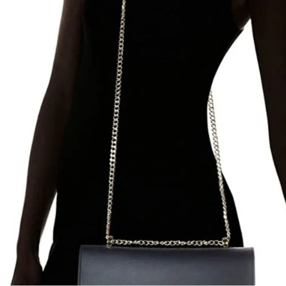 Zac Posen NWOT medium black Earthette Leather gold Chain Bag Accordion style - Picture 5 of 10